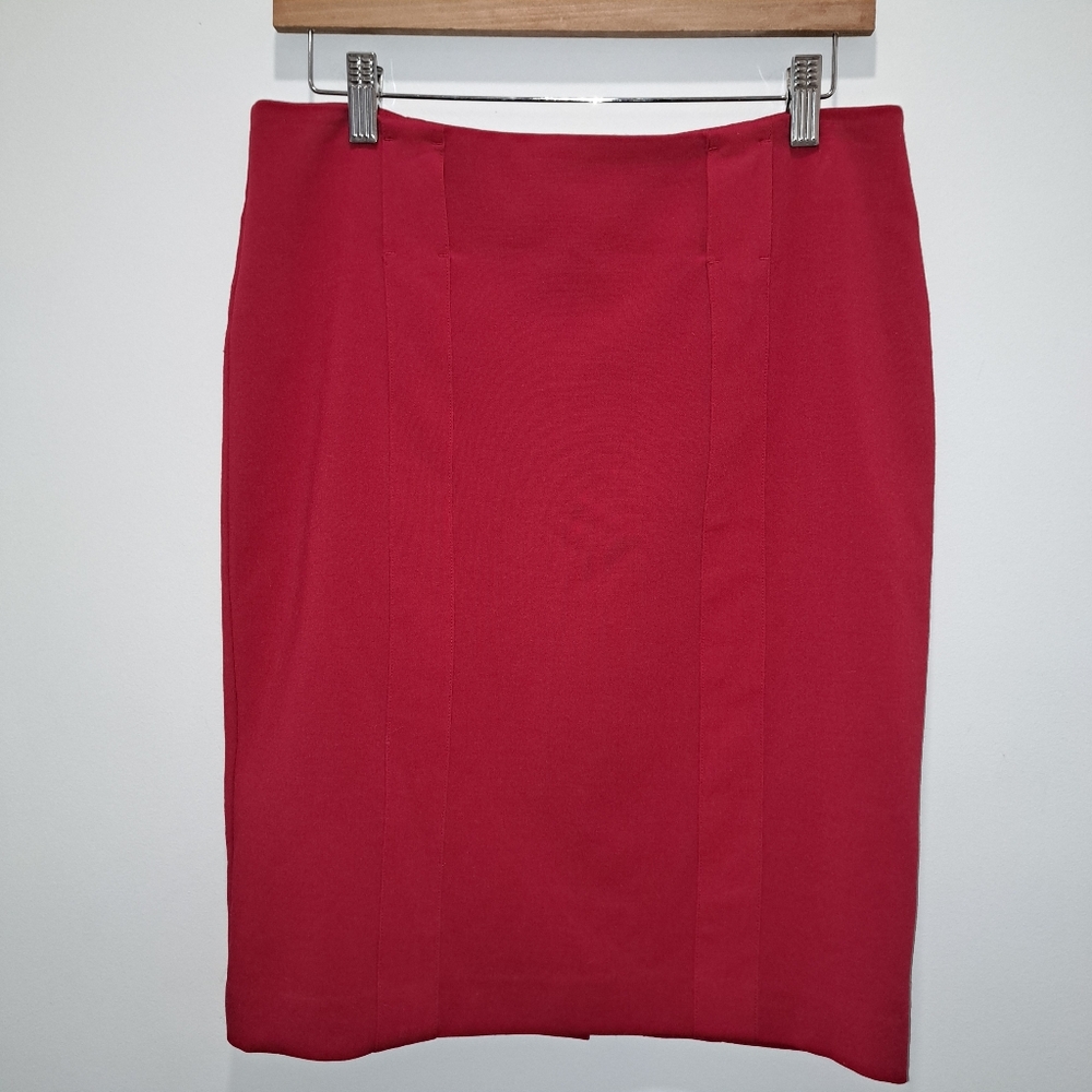 Le Chateau Cherry Red Pencil Corporate Minimalist Retro Academia Skirt Womens 8